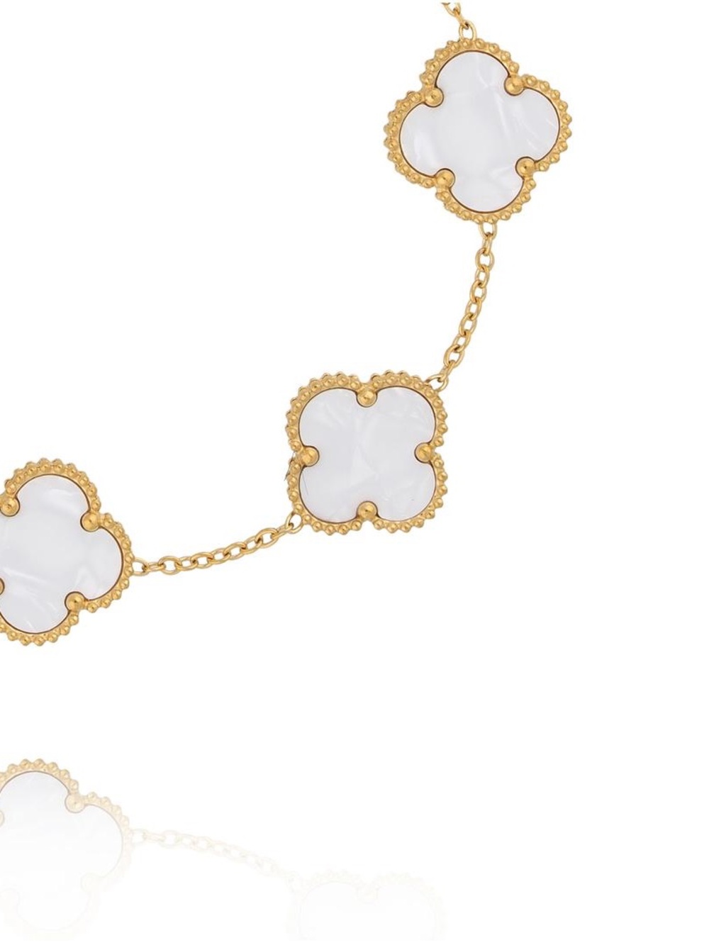 Gold and White Clover Station Necklace designer inspired v cliff necklace